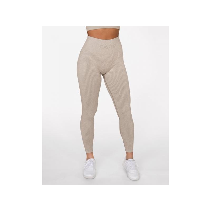 GAVELO Seamless Ribbed Sand Melange Leggings @