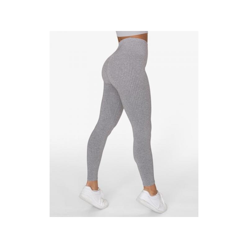 GAVELO Seamless RIBBED Light Grey Melange Leggings