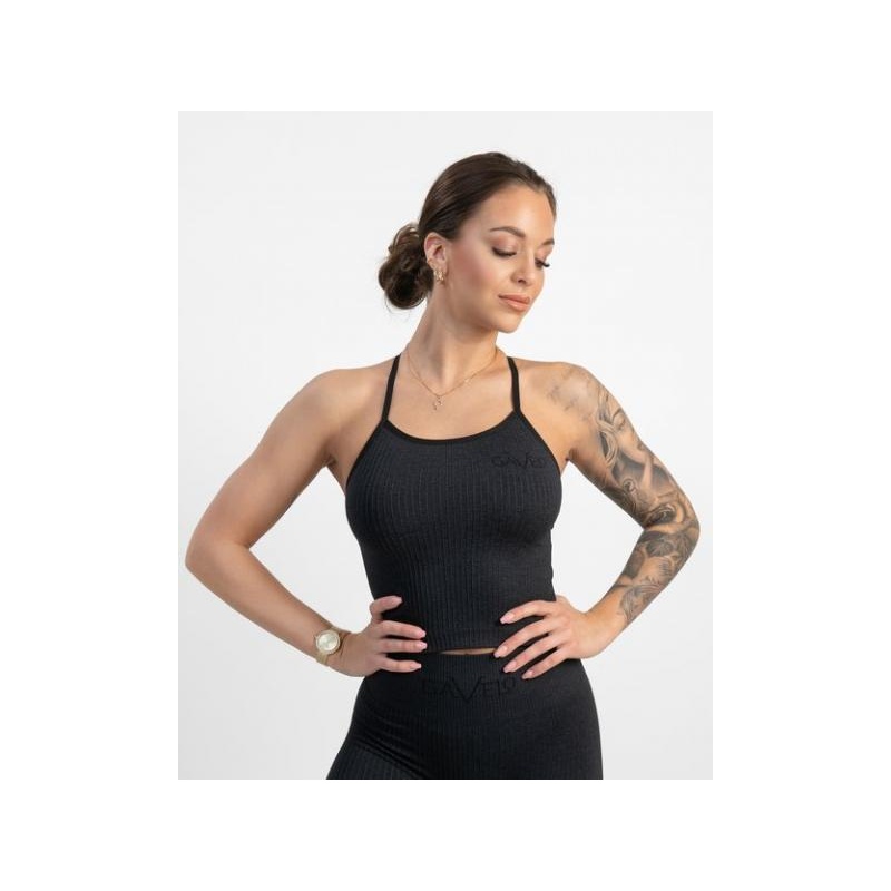 GAVELO Seamless RIBBED Black Sand Melange Tank