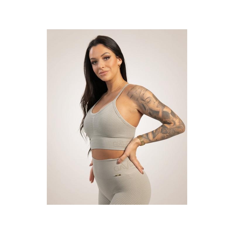 GAVELO Seamless Honeycomb Beige Sports Bra