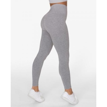 GAVELO Seamless RIBBED Light Grey Melange Leggings