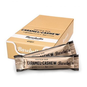 Box of BAREBELLS Caramel-Cashew proteiinipalkki 12x55g